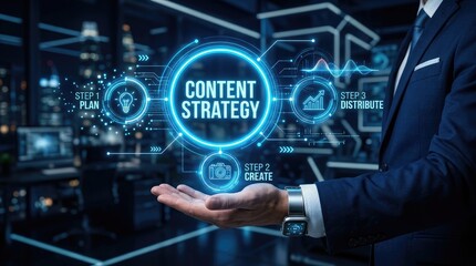 Fototapeta premium Businessman presenting content strategy plan in office