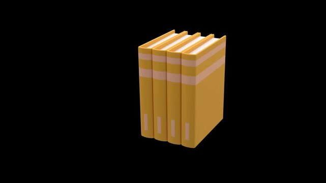 3D render of four yellow vertical binders isolated on a vibrant blue background