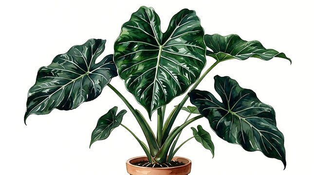 Large green houseplant with big leaves.