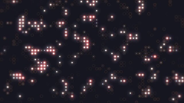 Abstract digital background featuring glowing mosaic light dots creating random patterns of illumination