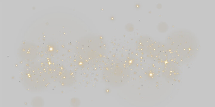 Gold sparks and golden stars glitter special light effect. Vector sparkles on transparent background. Christmas abstract