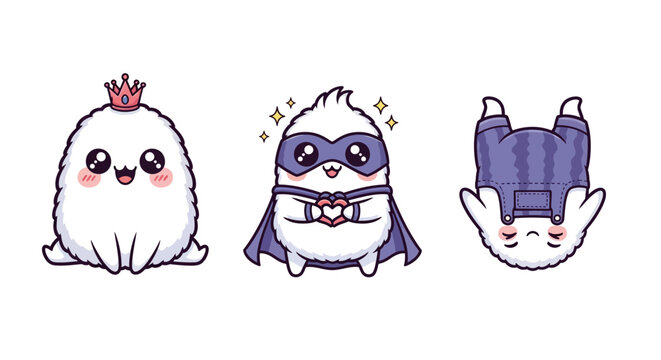 Cute Ghost Characters in Playful Halloween Costumes.