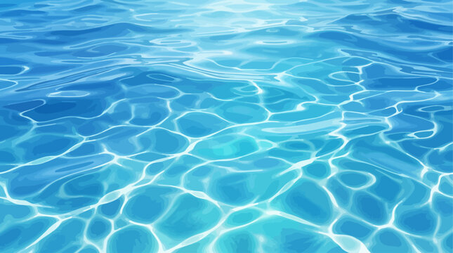 Isometric blue water surface background with caustic light reflections for summer vacation design and liquid texture concepts