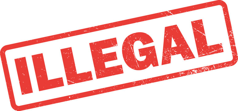 Red rubber stamp with the word illegal with victor illustration