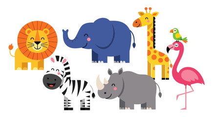 Cute cartoon safari and jungle animal collection © daun