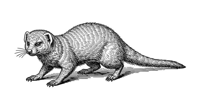 Vintage style hand drawn mongoose animal sketch
