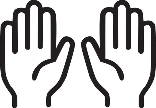 Outline icon of two open hands raised up
