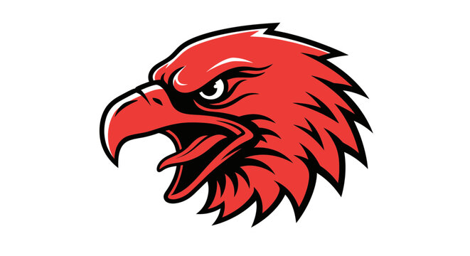 Aggressive red eagle head mascot profile