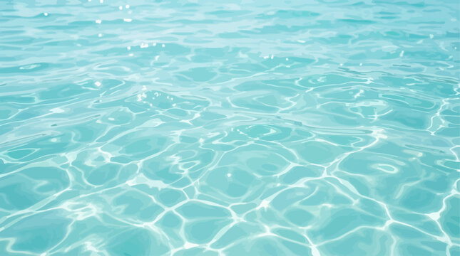 Isometric vector illustration of sparkling turquoise sea water surface with ripples and light reflections for summer background or digital design template