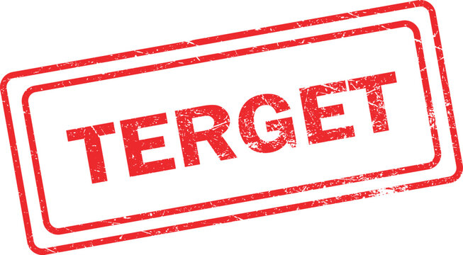 Red rubber stamp with the word terget