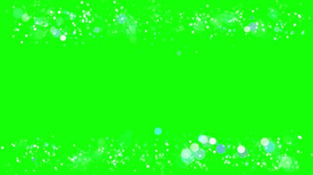 Bokeh light borders frame the top and bottom of a green screen background to create a clean and professional layout for text overlays and graphical information in digital multimedia presentations.