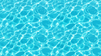 Fototapeta premium Seamless isometric water surface pattern with bright blue caustic light reflections for summer background design
