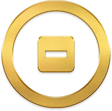 Gold checkbox minus icon transparent metallic round circle badge