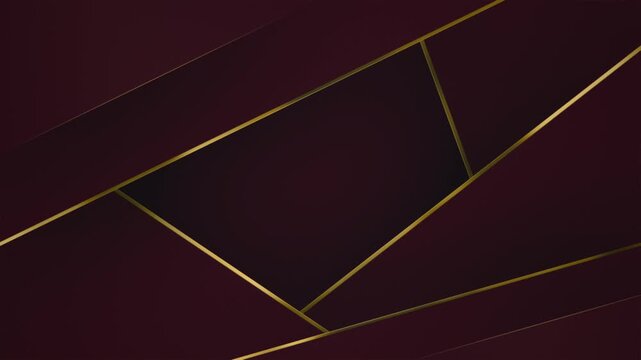 Abstract dark burgundy background featuring elegant geometric shapes intersected by shimmering thin gold lines