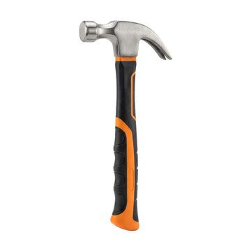 Ergonomic hammer with rubber grip and metal head for construction and repair work