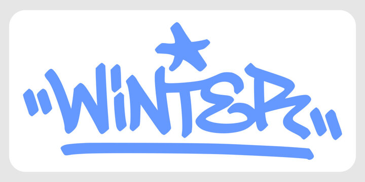 Winter word graffiti tag displaying creative urban handstyle typography text for seasonal clothing print poster streetwear graphic design illustration element clip art.