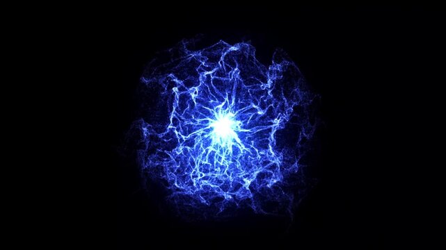 Glowing blue energy wave fx particle explosion on black background a effect composed of shimmering