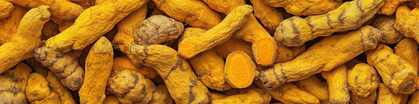 Close-Up of Fresh Heirloom Turmeric Rhizomes Highlighting Vibrant Color and Nutritional Value