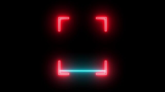 Glowing neon line Scanning the QR code icon animation, QR code being scanning concept. lock secure security icon on black background.