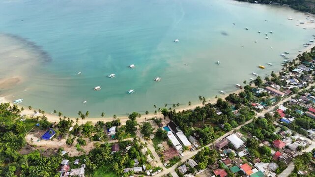Establishing aerial shot over Port Barton,  Philippines