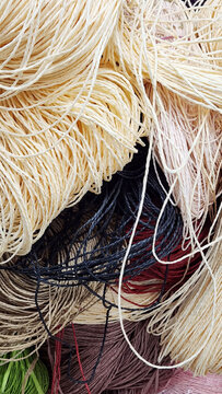 Types of yarn include: Cotton Yarn, Wool Yarn, Silk Yarn, Linen Yarn, Bamboo Yarn, Polyester Yarn, Nylon (Polyamide) Yarn, Acrylic Yarn, Viscose (Rayon) Yarn, Elastane (Lycra/Spandex), Sewing Thread, 
