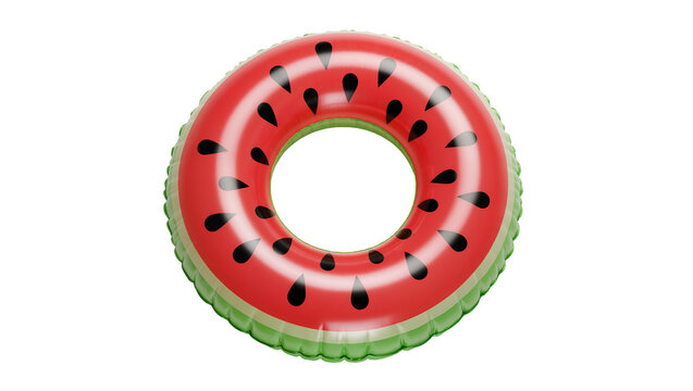 Watermelon slice inflatable swim ring with black seeds