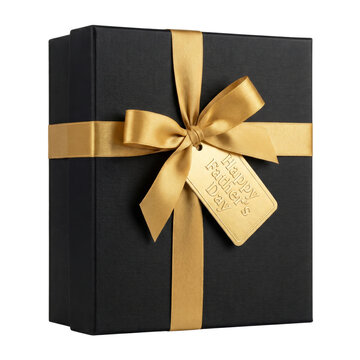 Elegant Gift Box with Gold Ribbon and "Happy Father's Day" Tag for Celebration