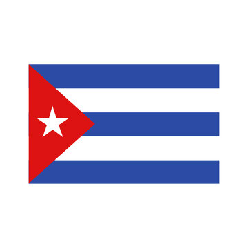Cuban flag with red triangle white star and horizontal stripes