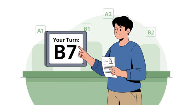 Man points to screen showing 'Your Turn: B7' with seating numbers A1, A2, B1, B2 visible
