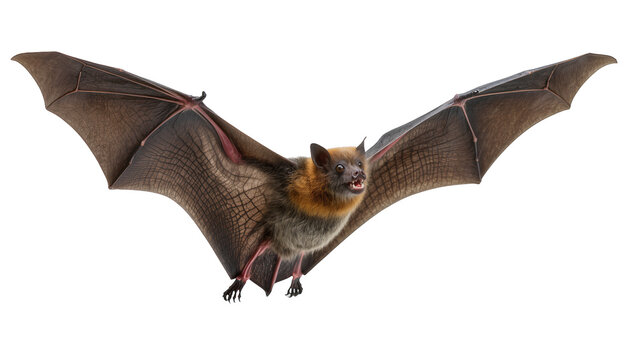 Bat with wings spread wide, showing detailed wing membranes and fur