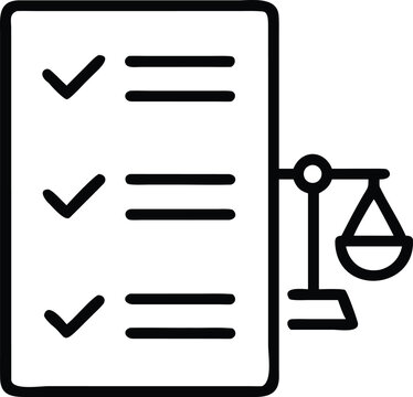 Checklist document with scales of justice icon and checkmarks paper