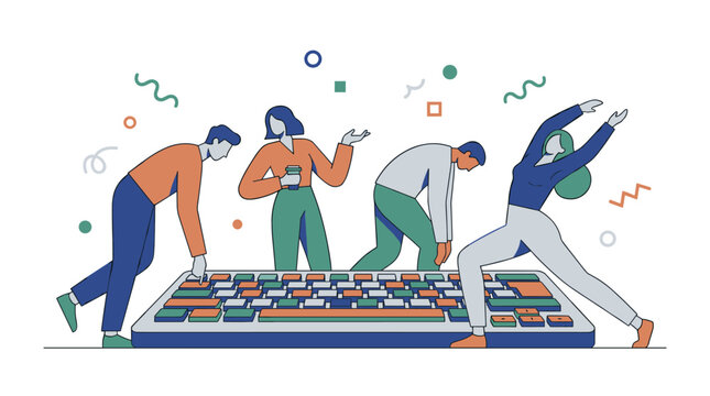 People struggling with work pressure and deadlines, a team of office workers engaged in intense effort and collaborative problem-solving to meet business goals