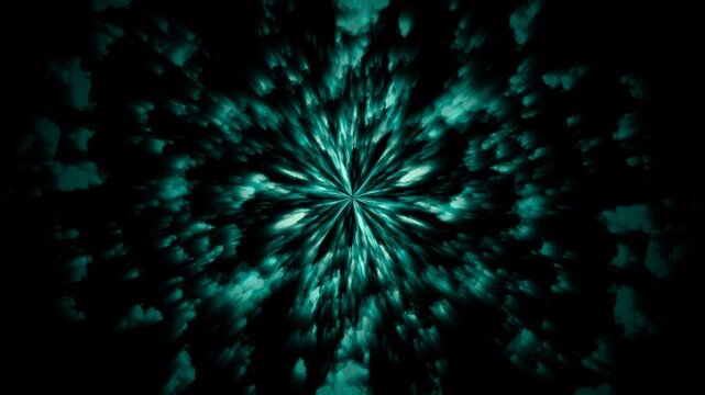 Abstract Animation of Glowing Energy Explosion in Green Expanding Outward looping