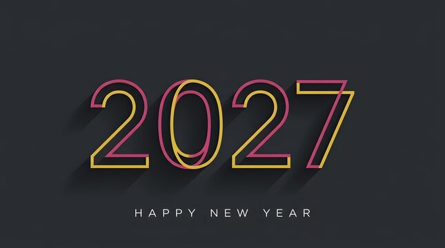 Happy new year 2027 colorful digital display