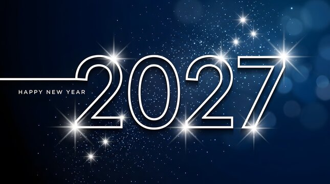 Happy new year 2027 celebration with stars background