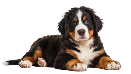 Bernese Mountain Dog puppy lying down with fluffy fur © Natalia