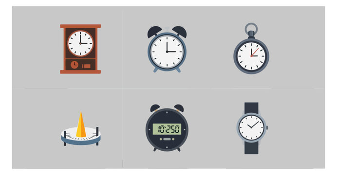 Collection of timekeeping devices icons