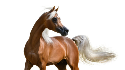 Arabian horse with flowing mane and tail, light brown coat © Natalia