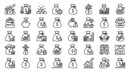 Money bag icons with dollar signs. © edur