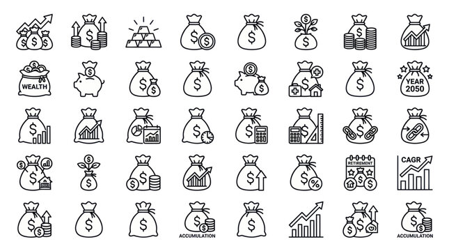 Money bag icons with dollar signs.