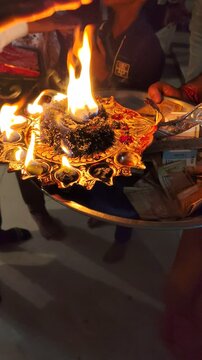 Traditional Brass Camphor Lamp Ritual