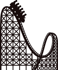 Obraz premium Roller coaster with people on a thrilling amusement park ride experience outdoors