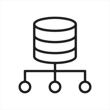 Minimalist Database Server Line Icon - Data Network and Cloud Storage Vector

