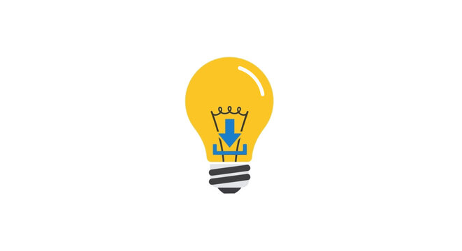 Yellow lightbulb icon containing a blue downward arrow.