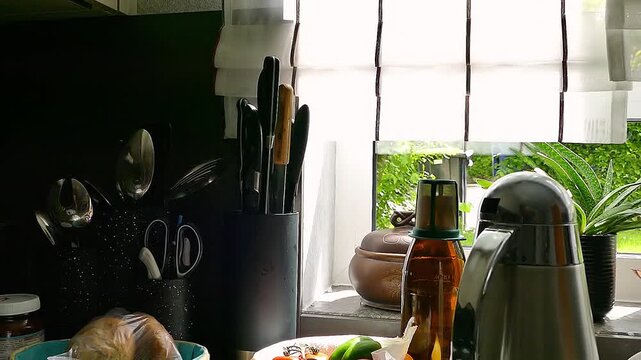 A typical kitchen interior. View.