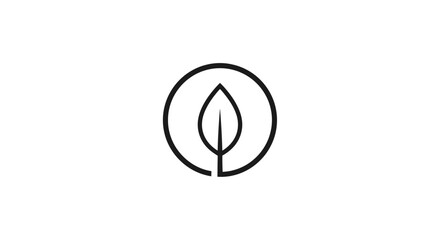 Fototapeta premium A clean, minimalistic logo composed of a single leaf within a circular frame, simple and elegant