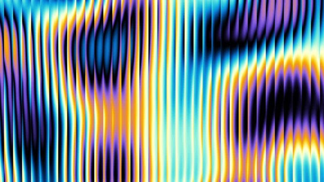 Abstract gradient background with ribbed glass texture animation. Futuristic dynamic luminous neon red and blue waves. Colorful refracted glass effect