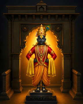 3d AI Generated of Ashadi Ekadashi festival of Lord Vitthal, Panduranga from Pandharpur, Maharashtra, India. Happy Ashadi Ekadashi