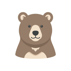 Fototapeta premium Cute Bear Head Flat Vector Illustration on White Background