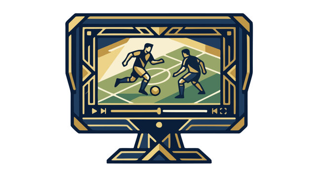 VAR review screen monitor icon football technology geometric vector